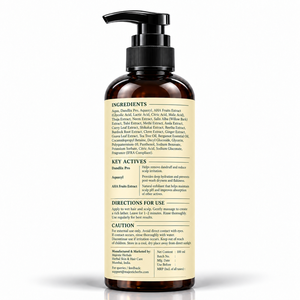Majestic Herbs Anti-Dandruff Shampoo for Scalp Care – Nourishing & Hydrating Formula