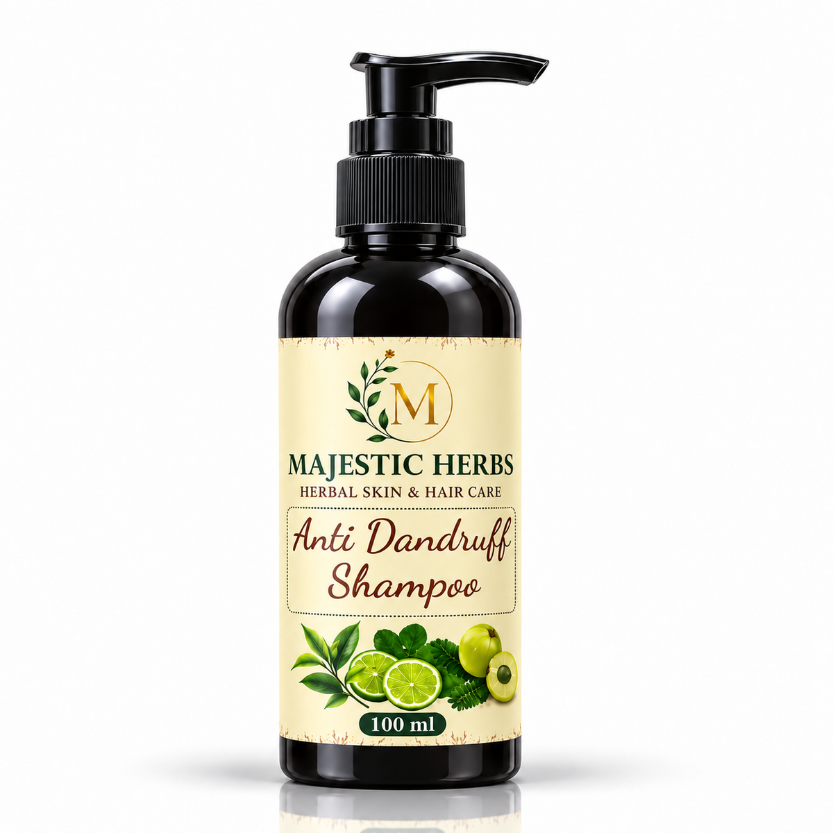 Majestic Herbs Anti-Dandruff Shampoo for scalp care front bottle