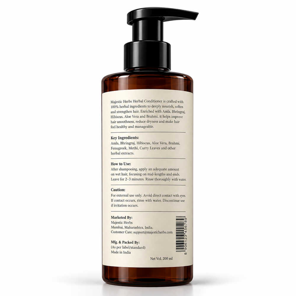 Majestic Herbs Herbal Hair Conditioner with Amla, Bhringraj, Hibiscus & Aloe Vera | 200ml