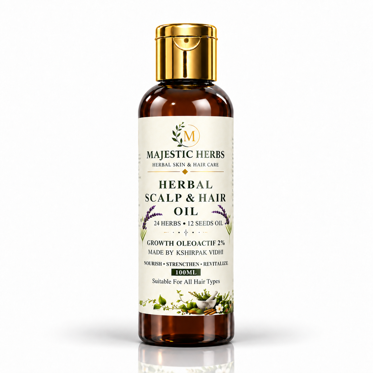 Majestic Herbs Herbal Hair Oil 100 ml front bottle