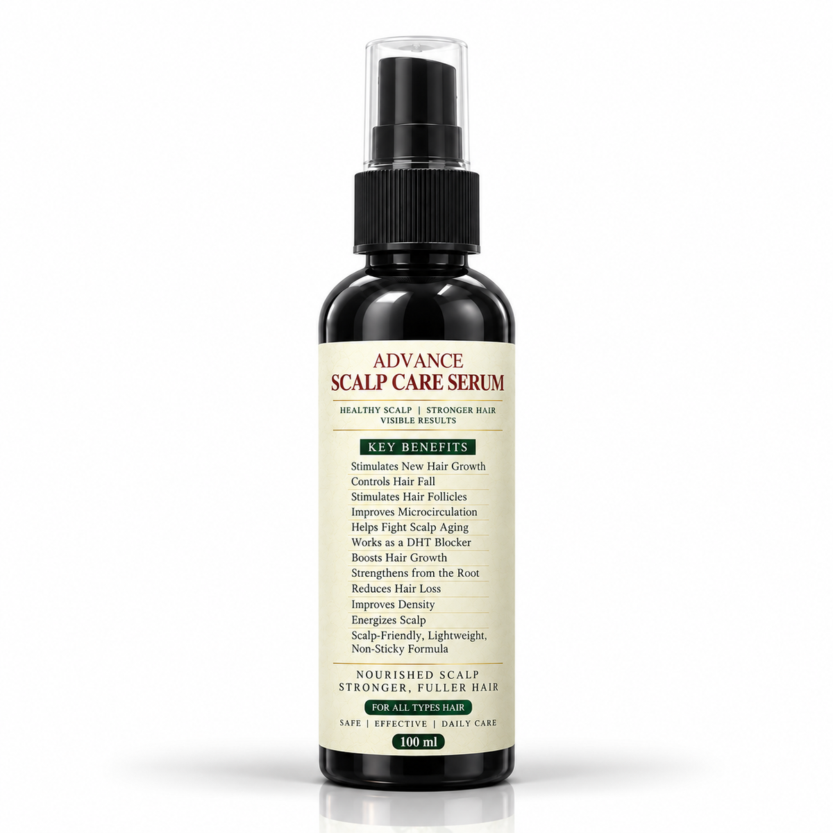 Majestic Herbs hair growth scalp serum bottle side view